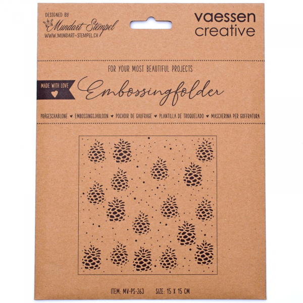 Vaessen Creative Prägeschablone Mundart Stempel Tannzapfen Embossingfolder Pine 15x15cm