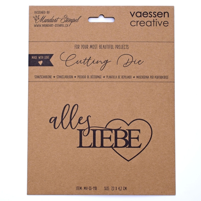 GRATIS! Vaessen Creative Mundart Stempel Stanzschablone Alles Liebe 7.3x4.2cm