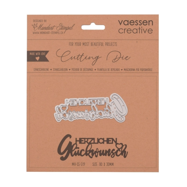 Vaessen Creative Mundart Stempel Stanzschablone Herzlichen Glückwunsch 8.0x3.0cm
