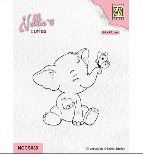Nellie's Choice Clearstempel Elefant mit Schmetterling 6x6cm