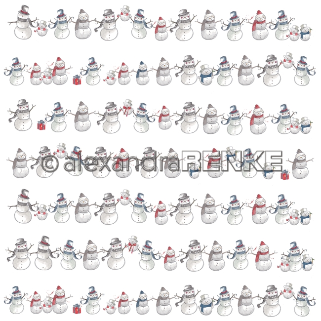Alexandra Renke Designpapier Florale Weihnachten Schneemann Reihen 12x12"