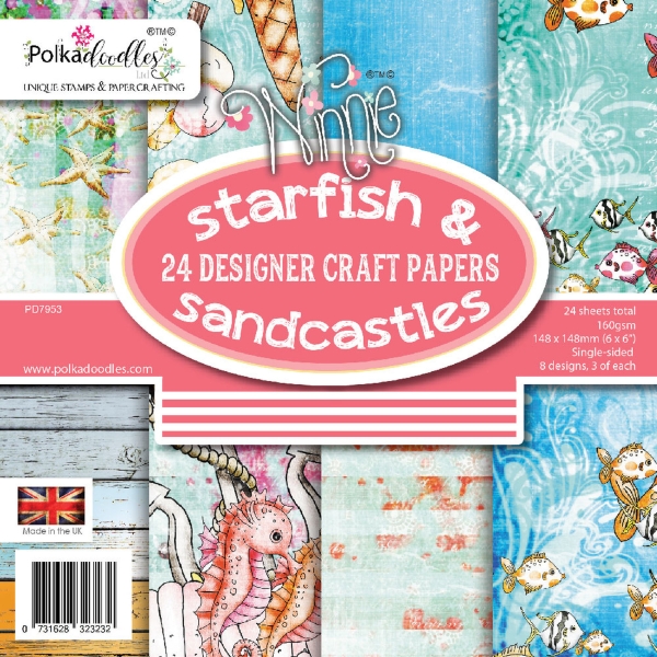 Polkadoodles Papierpack Starfish & Sandcastles Craft Papers 6x6"