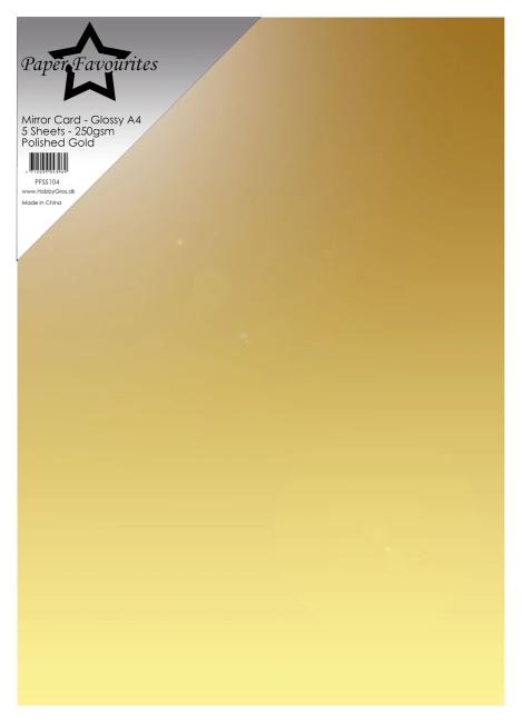 Paper Favourites Spiegelkarton Mirror Card Polished Gold A4 250gsm 5 Bogen