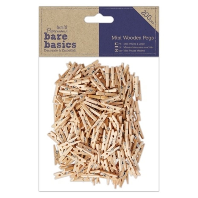 Docrafts Papermania Kleine Holzklammern Mini Wooden Pegs 2.5cm 200 Stück