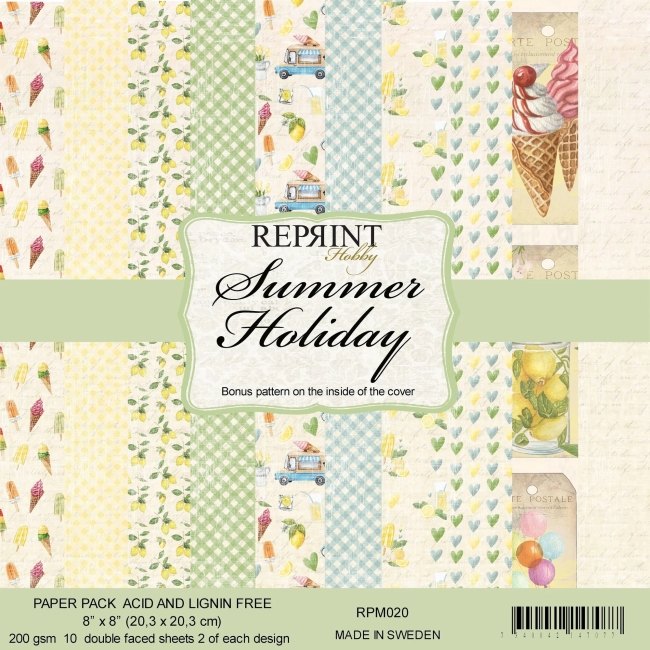 Reprint Papierpack Summer Holiday 8x8" 20.3x20.3cm 200gsm