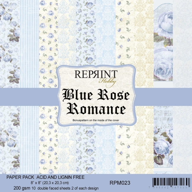 Reprint Papierpack Blue rose Romance 8x8" 20.3x20.3cm 200gsm