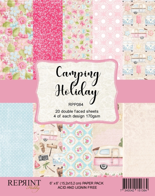Reprint Papierpack Camping Holiday 6x6" 15.2x15.2cm 170gsm