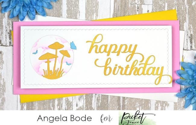 Picket Fence Studios Stanzschablone Slimline Happy Birthday 18x4cm