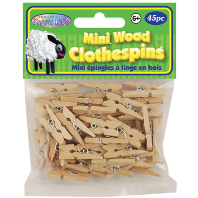 Kleine Wäscheklammern aus Holz Mini Wood Clothespins 45 Stück