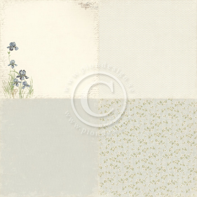 GRATIS! Pion Design Papier Shoreline Treasures Iris Sibirica 12x12"
