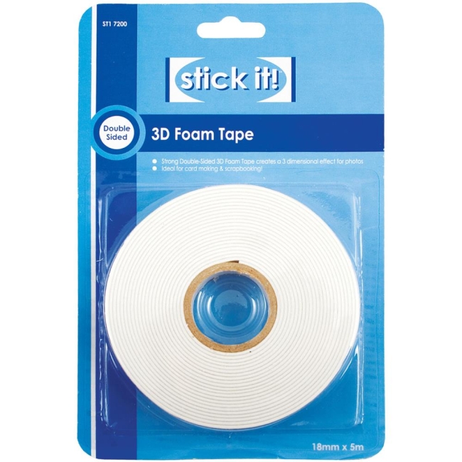 Docrafts Stick it! 3-D Abstandsband doppelseitiges Klebeband 5m x 18mm x 1mm