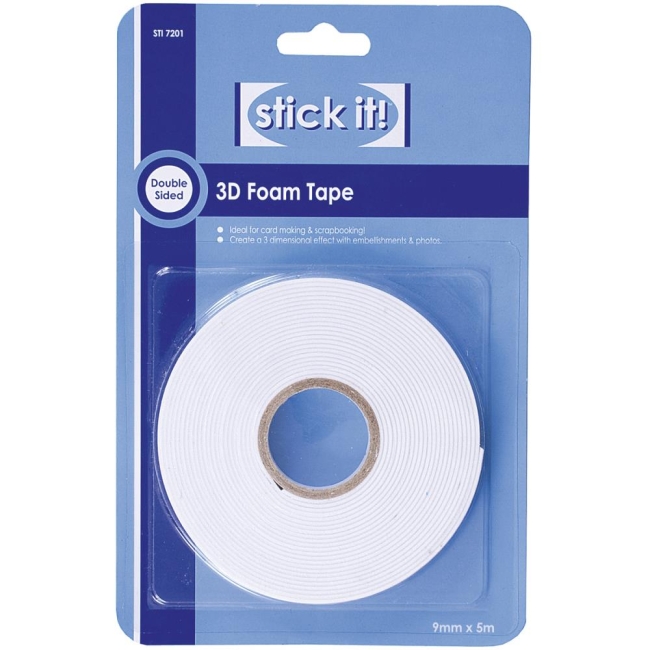 Docrafts Stick it! 3D Abstandsband doppelseitiges Klebeband 5m x 9mm x 1mm