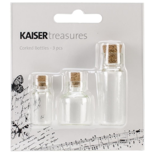 Kaisercraft Kleine Glasflaschen mit Korken 3 Stück