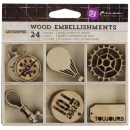 Prima Marketing Holzverzierungen Cartographer Wood Embellishments 24 Stück