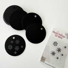 Blanko Papieranhänger schwarz rund matt gelocht 5cm 25 Stück