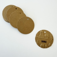 Blanko Geschenkanhänger rund Kraft gelocht 5cm 25 Stück
