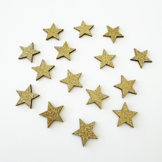 Holzsterne gold glitzernd 15 Stück 1.9cm